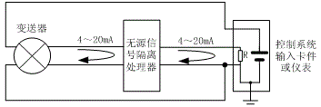 輸入配電四線制變送器的接線圖 輸入配電四線制變送器的接線圖