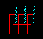 三相自藕變壓器，星形連接電氣符號