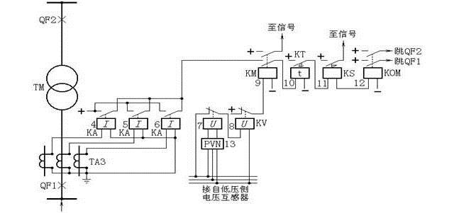 復合電壓啟動的過電流保護原理圖 