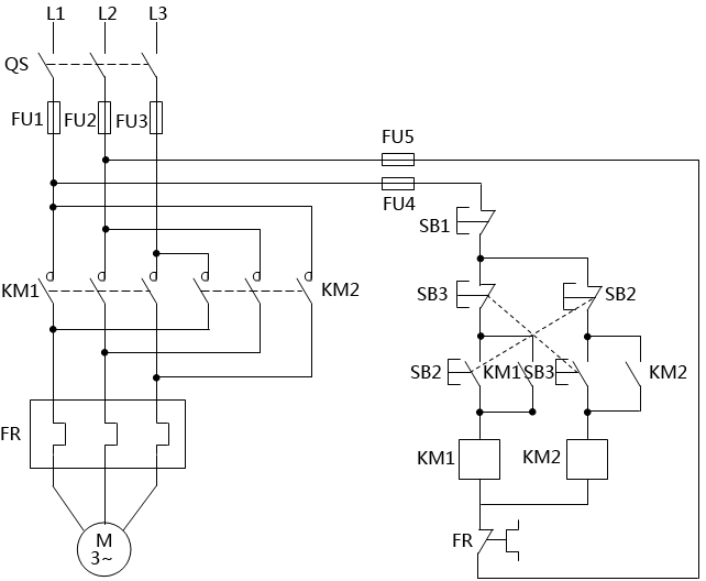 按鈕互鎖正反轉控制電路 按鈕互鎖正反轉控制電路