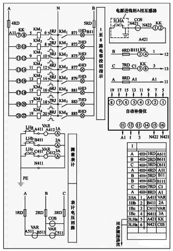 電容補償柜二次電路原理圖 電容補償柜二次電路原理圖