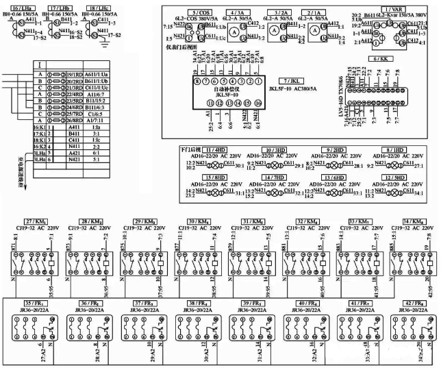 電容補償柜二次電路安裝接線圖 電容補償柜二次電路安裝接線圖