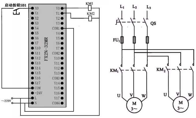 多定時器組合控制的PLC接線圖 多定時器組合控制的PLC接線圖