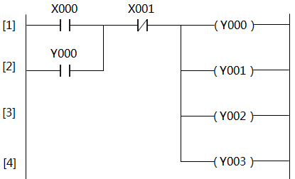 多重輸出控制的梯形圖 多重輸出控制的梯形圖