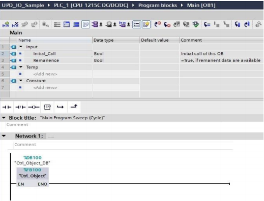 硬件IO可定義MCC控制功能塊在OB1的調用