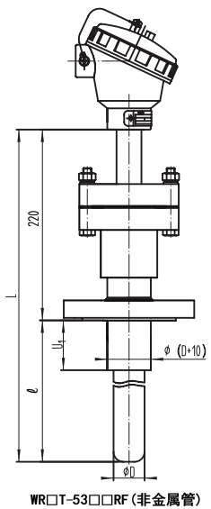 固定法蘭非金屬管熱風爐熱電偶結構尺寸
