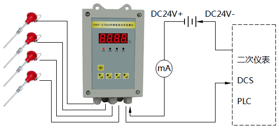 多路溫度遠傳監測儀原理框圖