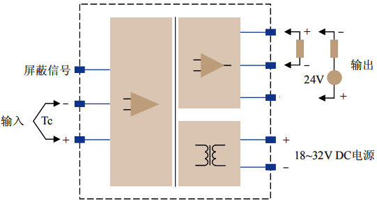 連續(xù)熱電偶高阻抗溫度變送器電氣原理與接線 連續(xù)熱電偶高阻抗溫度變送器電氣原理與接線