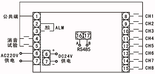 八路閃光報警儀接線圖