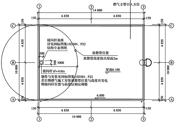屋頂接閃桿防雷保護范圍 屋頂接閃桿防雷保護范圍